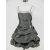 Šedé stříbrné krátké společenské šaty s nabíranou sukní DR0249b