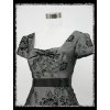 Šedé stříbrné krátké společenské šaty retro koktejlky s rukavem na ples DR0755b