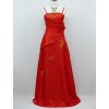 Červené dlouhé společenské šaty zavinovací se zlatou nášivkou na ples B8205a