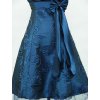 Modré krátké společenské šaty po kolena na ramínka s mašlí B4280e