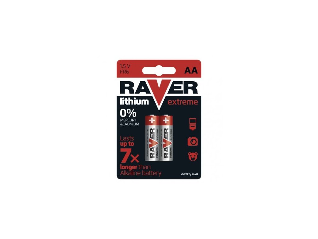 Lithiová baterie RAVER FR6 (AA), blistr