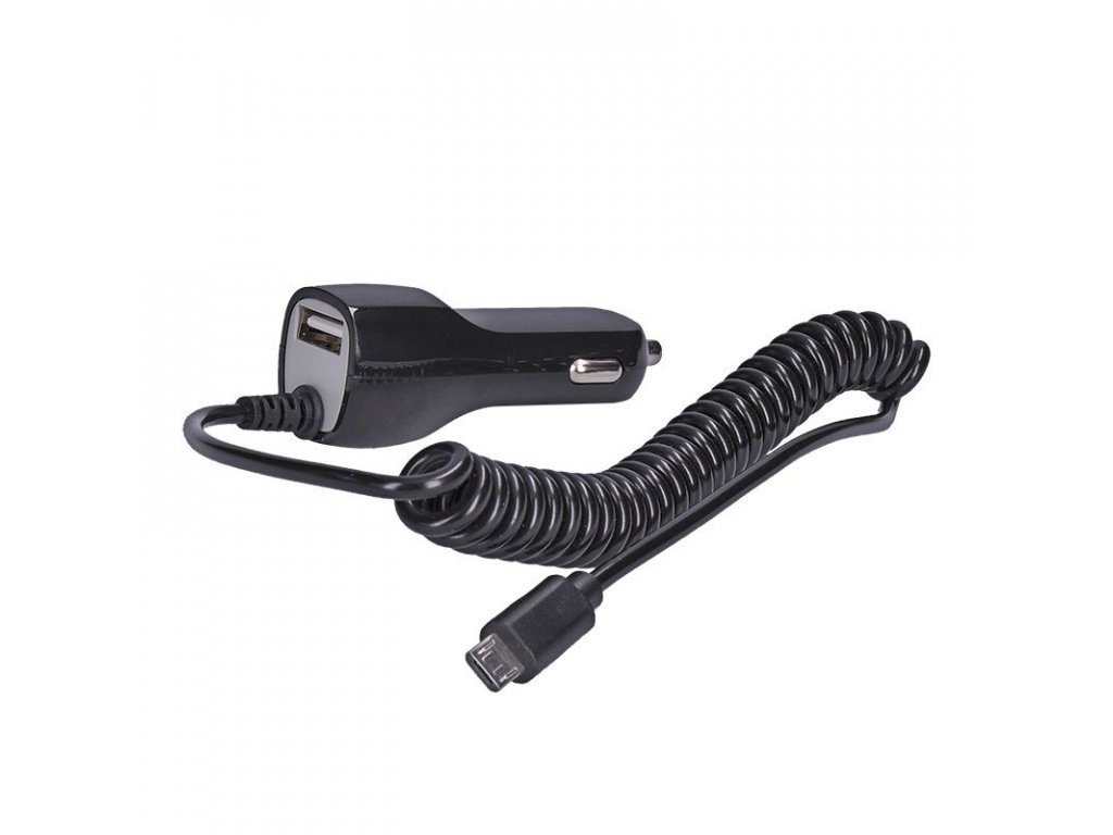 USB nabíjecí autoadaptér - integrovaný kabel micro USB, 1500mA, DC 12-24V, černý - Solight (DC33)