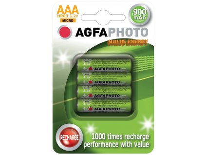 Nabíjecí NiMH baterie - AAA/LR03, 900mAh (4ks) - AgfaPhoto