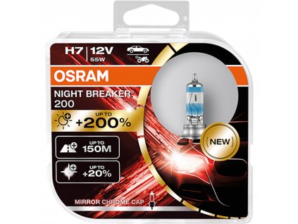 H7 Osram Night Breaker® 200 (2 ks) - 12V, 55W, PX26d - Osram (64210NB200-HCB)  (cena za sadu 2 ks!)