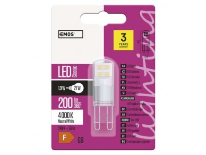 LED žárovka - Classic JC F - 1,9W, 200lm, G9, neutrální bílá (NW)- Emos (ZQ9525)