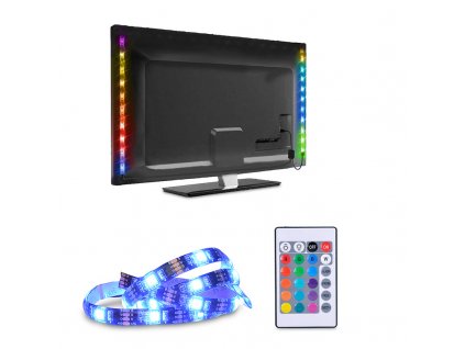 LED RGB pásek pro TV - 2x50cm, USB, vypínač, dálkový ovladač - Solight (WM504)