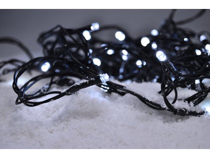 LED venkovní vánoční řetěz - 200 LED, 10m, přívod 5m, 8 funkcí, IP44, studená bílá - Solight (1V06-W)