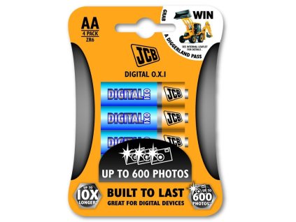 JCB OXI DIGITAL alkalická baterie LR06, blistr 4 ks