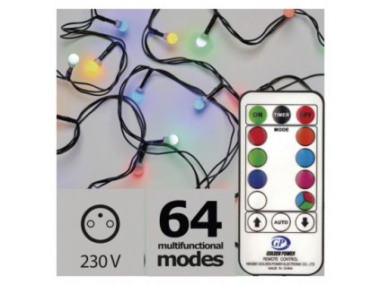Vánoční LED řetěz - kuličky - 96xLED, 10+5 metrů, IP44, RGB - Emos (ZY2163)