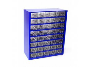skrinka so 40 plastovými zásuvkami modrá R3.38027