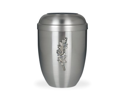Kovová urna Faith Stříbrná - Růžový květ