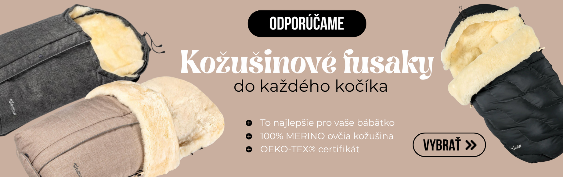Luxusné zimné kožušinové fusaky do kočíka