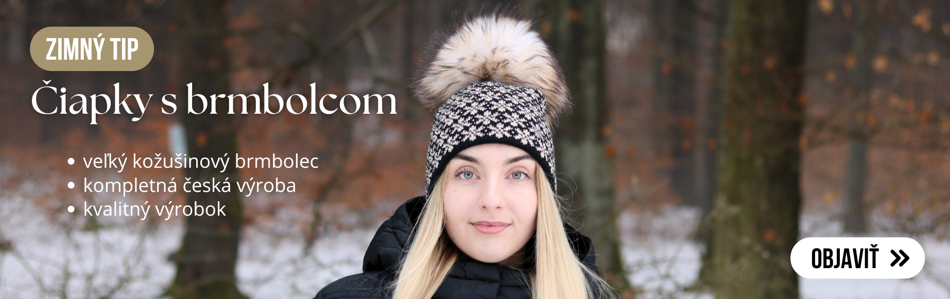 České zimní čepice s bambulí