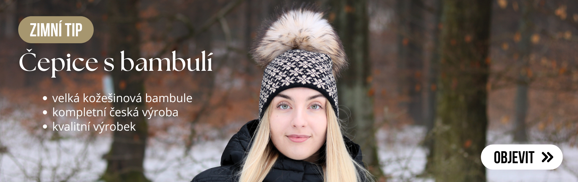České zimní čepice s bambulí