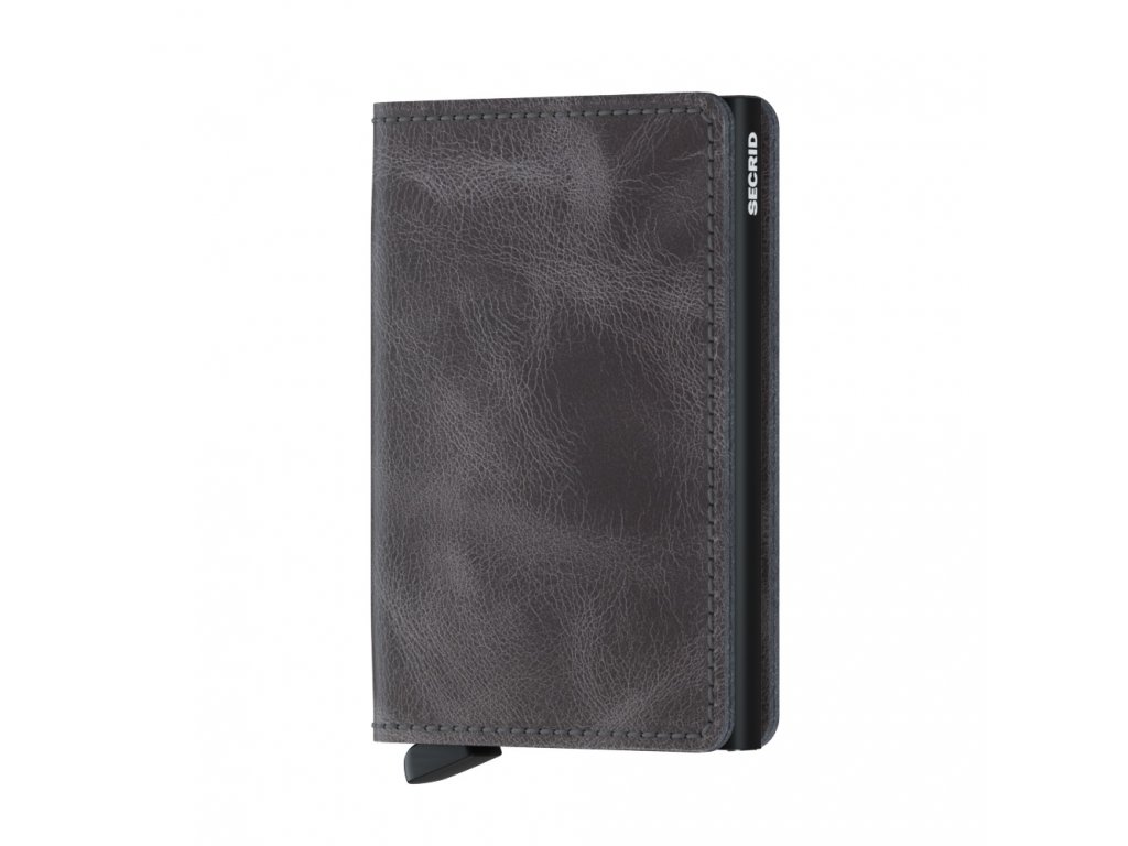 Kožená peněženka SECRID Slimwallet Vintage Grey-Black šedá s černým pouzdrem