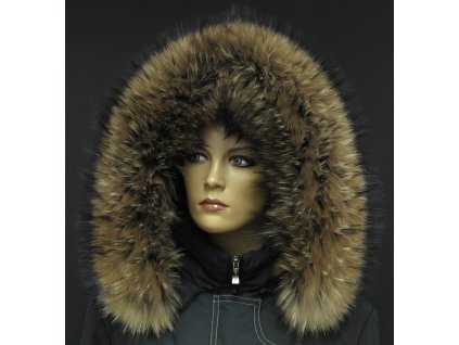 Kožešina lem / límec na kapuci z mývalovce 3094 NATUR