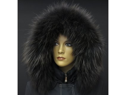 Kožešinový lem / límec na kapuci z finského mývalovce - 2091 BLACK 2. JAKOST