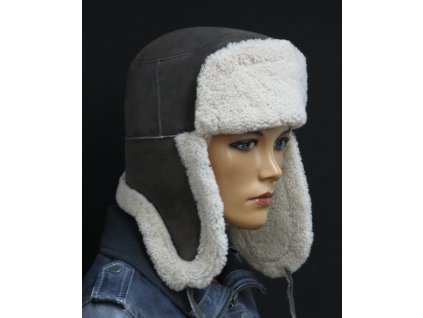 Kožušinová ušianka z jahňatiny SE29 taupe hnedá