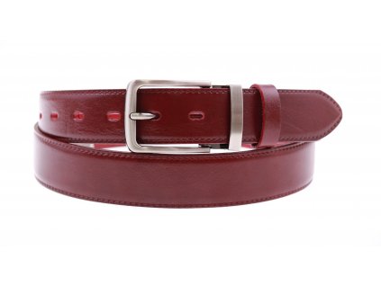 Pánský kožený opasek Penny Belts 3562 společenský vínově červený