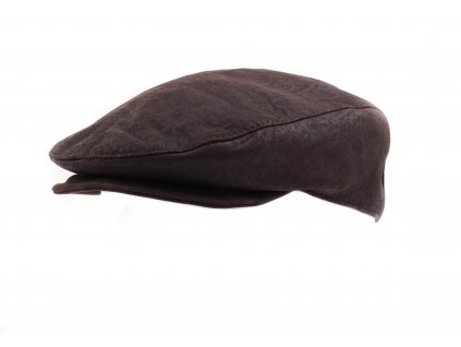 Pánská kožená čepice s kšiltem - bekovka BE14 hnědá broušená skopovice