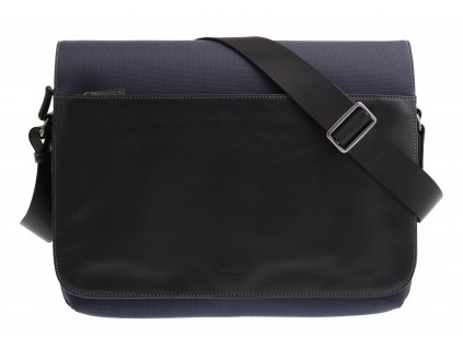Pánská messenger taška přes rameno Hexagona 296181 Marine černá kůže a modrý nylon