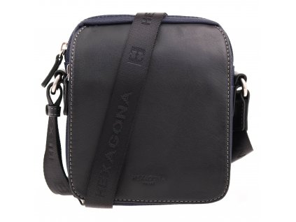 Pánská textilní crossbody taška Hexagona 299176 MARINE ČERNÁ KŮŽE A MODRÝ NYLON
