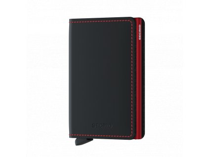 Kožené pouzdro na karty SECRID Slimwallet Matte Black-Red černé s černým prošíváním