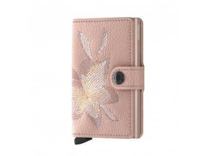 Kožená peněženka SECRID Miniwallet Stitch Linea Magnolia Rose růžová s výšivkou