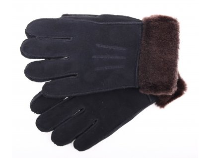 Splus Kožušinové rukavice prstové PR80 čierne velúr veľ. S/M hnedý melír vlasu kožušiny