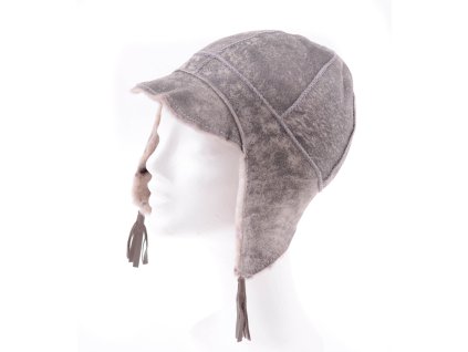 Detská kožušinová čiapka z ovčiny DH4 šedá Vintage