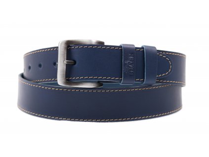 Pánský kožený opasek Black Hand 006-40 tmavě modrý