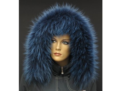 Kožešina lem / límec na kapuci z finského mývalovce 10150 BLUE