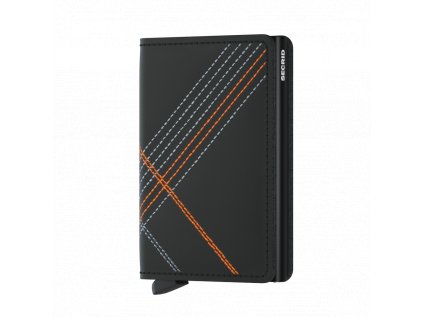 Kožená peněženka SECRID Slimwallet Stitch Linea Orange matná černá