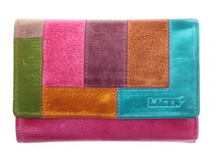 Kožená peněženka Lagen V 17/D multicolor fuchsia