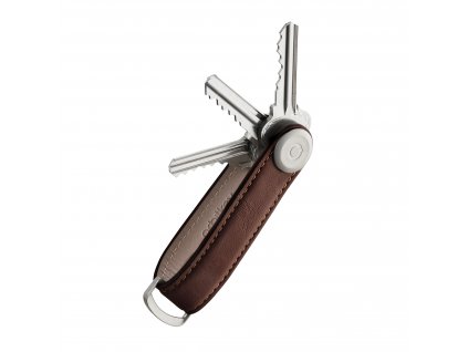 Kožená klíčenka Orbitkey 2.0 Espresso Brown tmavě hnědá s kontrastním prošíváním až pro 7 klíčů