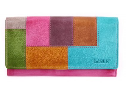 Kožená peněženka Lagen V-17/D Fuchsia Multi růžová