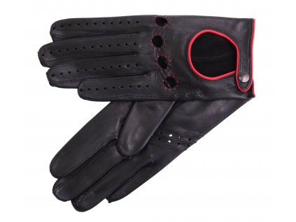 Dámské kožené řidičské rukavice 3428 černá/červená