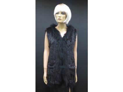 Kožešinová vesta z králíka KLARA dlouhá - tmavě šedá