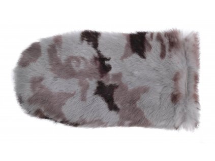 Kožušinová masážna rukavica z králičej kožušiny MAR28 šedá maskáčová
