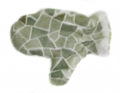 Kožušinová masážna rukavica z králičej kožušiny MAR38 zeleno biela