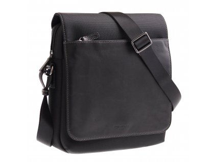 Pánská crossbody taška přes rameno Hexagona 296179 černá kůže a nylon