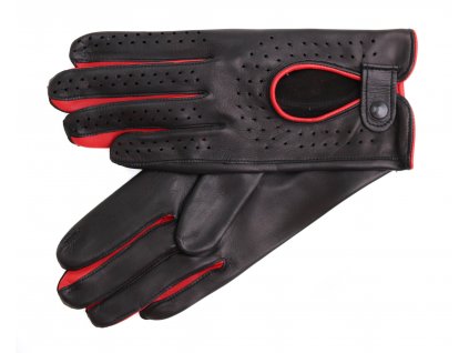 Dámské kožené řidičské rukavice 3034 černé s červenou šichtlí (Velikost 8")