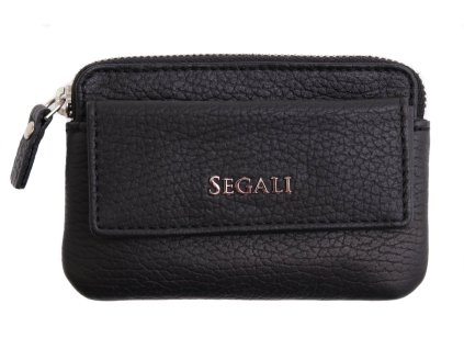 Kožená kľúčenka s vrecúškom Segali 7483 čierna