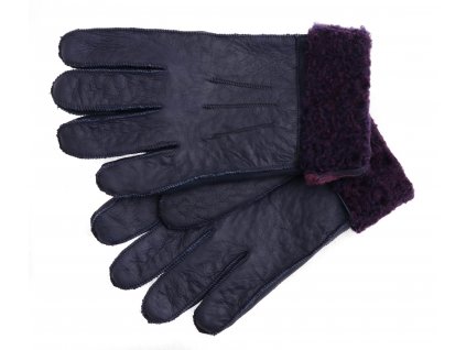 Kožešinové rukavice prstové PR153 tmavě fialové napalan vel. S/M