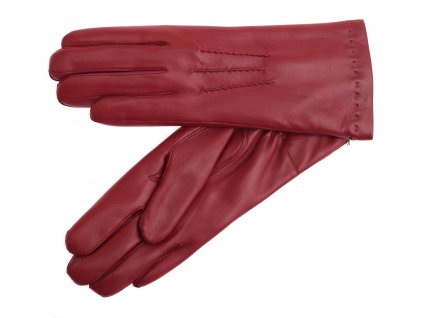 Dámské kožené rukavice zateplené kožešinou MARGIT vínově červené