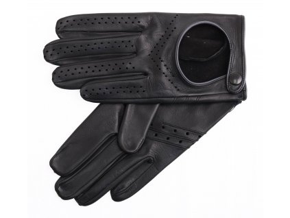 Pánské kožené řidičské rukavice 1462P černé s šedým lemováním