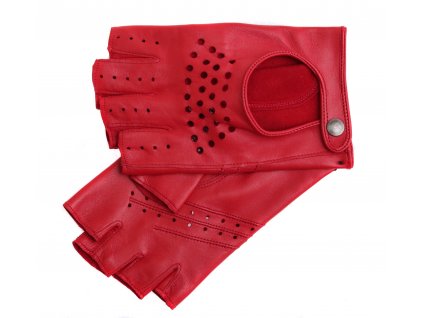 Dámské kožené řidičské rukavice Špongr ELISE bezprstové červené perforované