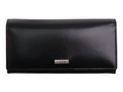 Veľká dámska kožená peňaženka Lagen 50039 BLK rámčeková čierna