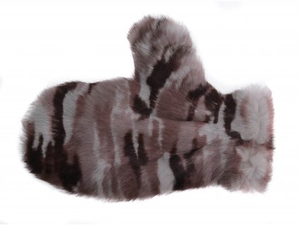 Relaxačná masážna rukavica z králičej kožušiny MAR57 šedá maskáčová