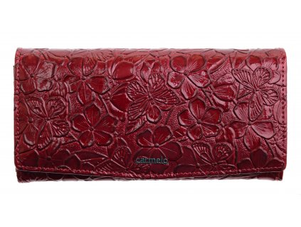 Velká dámská kožená peněženka Carmelo 2109 V tmavě červená